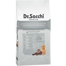 Indispensablely Dr.sacchi Düşük Tahıllı Somonlu ve Ton Balıklı Kısırlaştırılmış Kedi Maması 10 kg