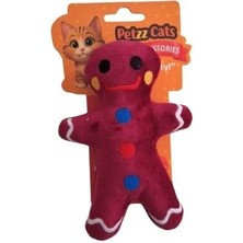 Indispensablely Petzzcats Many Matatabi ve Çıngırak Sesli Peluş Kedi Oyuncağı Bordo 15X9 cm