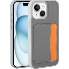 Bulut Aksesuar iPhone 14 Kılıf Kartlıklı Zore X-Kart Silikon Kapak - Koyu Gri
