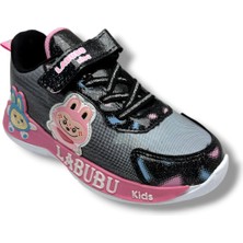 Cakgo Labubu 624-26 Simli Parlak Deri Işıklı Anatomik Kız Çocuk Sneaker Siyah Pembe 31-35