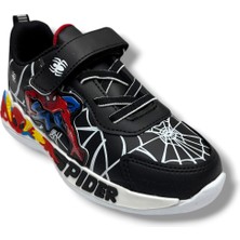 Cakgo 836-26 Deri Spiderman Baskılı Cırtlı Erkek Çocuk Sneaker Siyah Beyaz 31-35