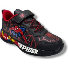 Cakgo 836-26 Deri Spiderman Baskılı Cırtlı Erkek Çocuk Sneaker Siyah Kırmızı 31-35