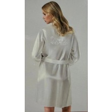 Primoda Underwear Beyaz ve Pudra Brıde Baskılı Kemerli Sabahlık-Üst Giyim- O Günü En Özel Hisset ve Hep O Duyguyu Yaşa