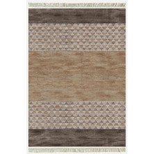 Kilim Home Cotton Serisi Kahve Tonlarında Baklava Eskitme Otantik Desenli Dekoratif Dokuma Taban Kilim