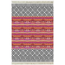Kilim Home Cotton Kilim 53 Multy Geleneksel Motifler Modern Dekoratif Saçaklı Yıkanabilen Dokuma Kilim