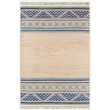 Kilim Home Cotton Kilim 18 Kahve Zeminli Çizgili Desenli Dekoratif Yıkanabilen Dokuma Taban Kilim
