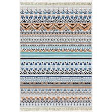 Kilim Home Cotton Kilim 26 Multi Geleneksel Motif Çizgili Desenli Dekoratif Yıkanabilen Dokuma Taban Kilim