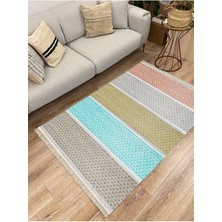 Kilim Home Cotton Serisi Multy Tonlarında Kabartma Eskitme Desenli Dekoratif Dokuma Taban Kilim