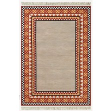 Kilim Home Cotton Kilim 20 Turuncu Zeminli Çizgili Desenli Dekoratif Yıkanabilen Dokuma Taban Kilim