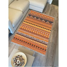 Kilim Home Cotton Kilim 25 Çok Renkli Geleneksel Motif Çizgili Desenli Dekoratif Yıkanabilen Dokuma Taban Kilim