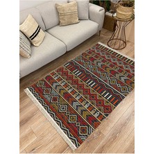 Kilim Home Cotton Serisi Multy Tonlarında Etnik Iskandinav Eskitme Desen Dekoratif Dokuma Taban Kilim