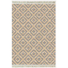 Kilim Home Cotton Serisi Hasır Görünümlü Çıtır Baklava Eskitme Desen Dekoratif Dokuma Taban Kilim