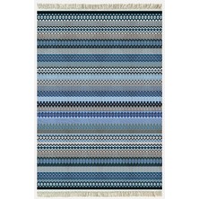 Kilim Home Cotton Kilim 6 Mavi Tonunda Geometrik Desenli Dekoratif Yıkanabilen Dokuma Taban Kilim
