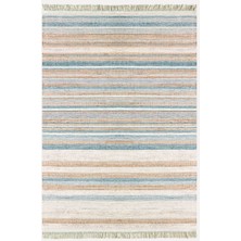 Kilim Home Cotton Serisi Multy Tonlarında Düz Çıtır Çizgili Eskitme Desen Dekoratif Dokuma Taban Kilim