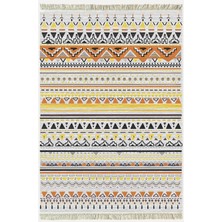 Kilim Home Cotton Kilim 58 Soft Renklerde Şerit Desenli Dekoratif Yıkanabilen Dokuma Taban Kilim