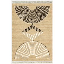 Kilim Home Cotton Kilim 23 Jut Zeminli Çizgili Desenli Dekoratif Yıkanabilen Dokuma Taban Kilim