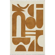 Kilim Home Cotton 66 Iskandinav Modern Soyut Tema Taba Krem Modern Dokuma Kilim