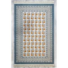 Kilim Home Mavi Dokuma Bohem Kilim Etnik Çiçekli Motif Desen Li Vintage Kilim Yıkanabilir Cotton Kilim 3724