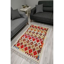 Kilim Home Cotton Serisi Multy Tonlar Otantik Baklava Desenli Dekoratif Dokuma Taban Kilim