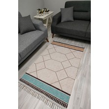 Kilim Home Cotton Serisi Multy Tonlarında Çokgen Eskitme Desen Dekoratif Dokuma Taban Kilim