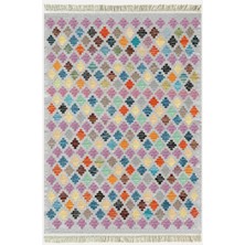 Kilim Home Cotton Kilim 41 Gri Tonlarında Modern Dekoratif Yıkanabilen Dokuma Kilim