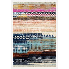 Kilim Home Cotton Kilim 70 Multu Iskandinav Motifler Modern Dekoratif Saçaklı Yıkanabilen Dokuma Kilim