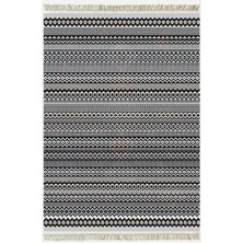 Kilim Home Cotton Kilim 56 Gri Desenli Geleneksel Motifler Modern Dekoratif Saçaklı Yıkanabilen Dokuma Kilim