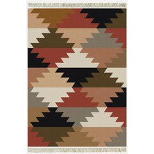 Kilim Home Cotton Serisi Multy Tonlarında Geometrik Baklavalı Desen Dekoratif Dokuma Taban Kilim