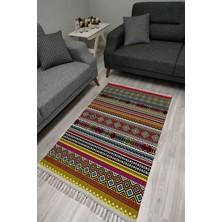 Infort Cotton Serisi Multy Tonlarında Geometrik Otantik Desen Dekoratif Dokuma Taban Kilim