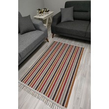 Kilim Home Cotton Serisi Multy Tonlar Çizgi Desenli Dekoratif Dokuma Taban Kilim