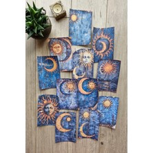 Kolbi Craft 12 Adet Scrapbook Ay Güneş Temalı Scrapbook Kağıt Seti Bullet Journal Dekupaj Kağıdı