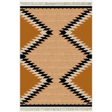 Kilim Home Cotton Serisi Hasır Görünümlü Geometrik Desen Dekoratif Dokuma Taban Kilim