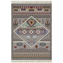 Kilim Home Cotton Serisi Eski Çağ Motifli Eskitme Otantik Desen Dekoratif Dokuma Taban Kilim
