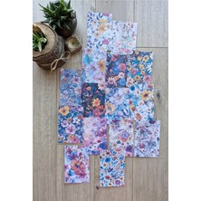 Kolbi Craft 15 Adet Renkli Çiçek Temalı Scrapbook Kağıt Seti Bullet Journal Dekupaj Kağıdı