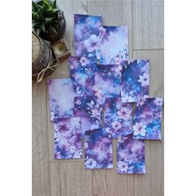 Kolbi Craft 12 Adet Eskitme Vintage Mor Çiçek Temalı Scrapbook Kağıt Seti Bullet Journal Dekupaj Kağıdı