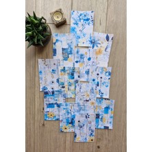Kolbi Craft 12 Adet Scrapbook Mavi Sarı Çiçek Temalı Scrapbook Kağıt Seti Bullet Journal Dekupaj Kağıdı