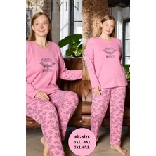 Bigiyin Büyük Beden Kadın Pijama Takımı Interlok Şardonlu Kışlık Pijama Takımı Orta Kalın Yumuşacık