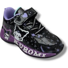 Cakgo Kuromi 725-26 Simli Parlak Deri Anatomik Kız Çocuk Sneaker Siyah Lila 26-30