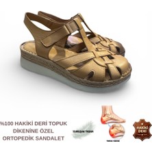 Cozi Company Kadın Hakiki Deri Tam Ortopedik Topuk Dikenine Özel Tasarım Önü Kapalı Sandalet