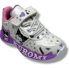 Cakgo Kuromi 725-26 Simli Parlak Deri Anatomik Kız Çocuk Sneaker Beyaz Lila 26-30