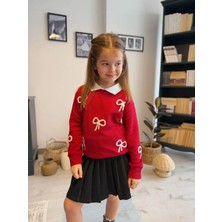 bebexy Fiyonk Desenli Kırmızı Takım Etekli