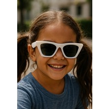 Marsilyan Kids Güneş Gözlüğü Beyaz Çekik Çerçeve UV 400 Korumalı CE Belgeli Çocuk Güneş Gözlüğü