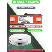 Global Batarya Roborock Q8 Max Uyumlu Akıllı Robot Süpürge Bataryası 14.4V 6400MAH Li-Ion Pil (Yüksek Kapasite)