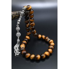 Prestige Gümüş 925 Ayar Gümüş Tesbih Doğal Kaplan Gözü Taşlı 10MM Küre Kesim 902554
