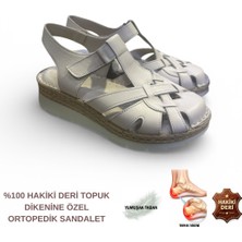 Cozi Company Kadın Hakiki Deri Tam Ortopedik Topuk Dikenine Özel Tasarım Önü Kapalı Sandalet