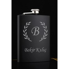 Marsilyan Kişiye Özel 9 Oz Siyah Paslanmaz Çelik Cep Matarası 266 Ml İçecek Cep Matarası