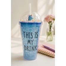 Marsilyan Cool Temalı Buzlu Cam Görünümlü Laci Suluk Pipetli  450 ML Çift Katman Mika Su Şişesi 2742