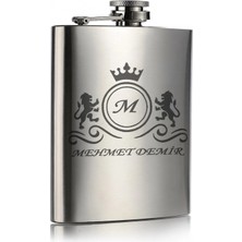 Marsilyan Kişiye İsme Özel Aslanlar Motifli 9 Oz Paslanmaz Çelik Cep Matarası 266 Ml İçecek Cep Matarası