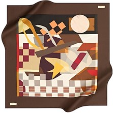 Pierre Cardin Tivil Ipek Eşarp 8587438- 931 Kahverengi Geometrik Desen
