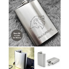 Marsilyan Kişiye Özel Aslan Temalı 9 Oz  Çelik Cep Matarası 266 Ml içki Konyak Alkol Matarası Vip Hediye